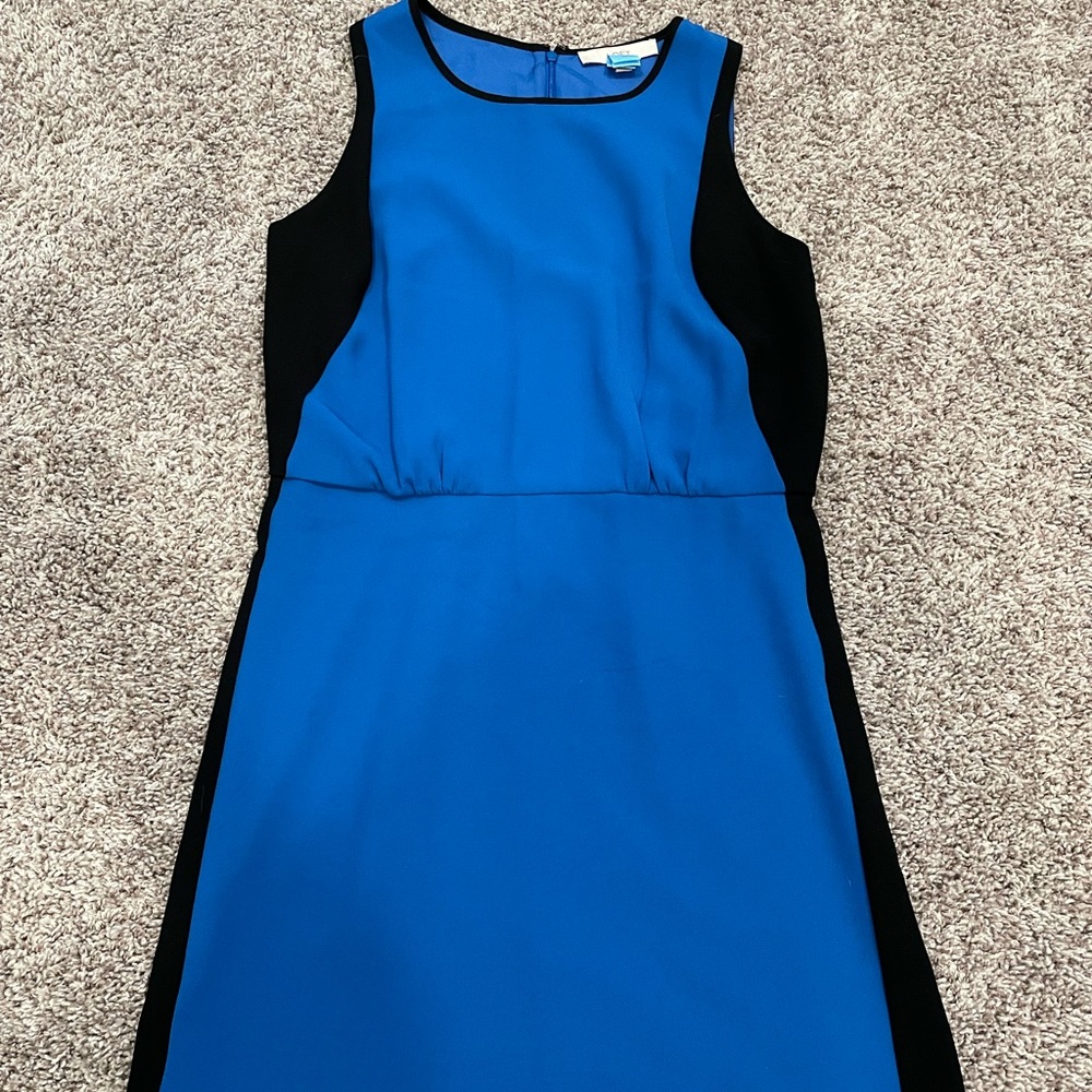 Loft Size 8 Polyester Blue/Black Dress
